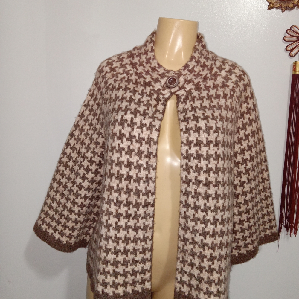 SWEATERWORKS BROWN & CREAM SWEATER SZ L